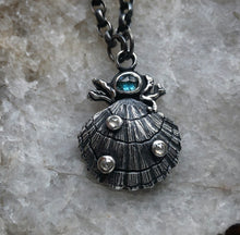 Load image into Gallery viewer, Tourmaline &amp; Diamond Shell Necklace