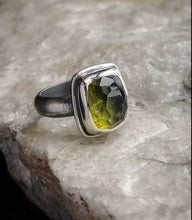Load image into Gallery viewer, Green &amp; Black Tourmaline Stacking Ring