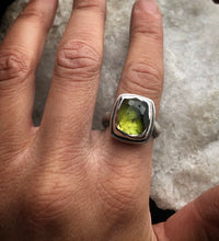 Load image into Gallery viewer, Green &amp; Black Tourmaline Stacking Ring