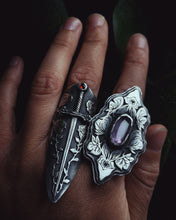 Load image into Gallery viewer, Wolfsbane Tourmaline Ring ~ sz 7 3/4&quot;