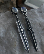 Load image into Gallery viewer, Moonstone Rune Earrings ~ Wunjo + Jera