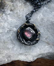 Load image into Gallery viewer, Ouroboros Gold + Silver Tourmaline Medallion