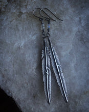 Load image into Gallery viewer, Feather Earrings ~ Laguz +Eiwaz