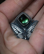 Load image into Gallery viewer, Green &amp; Black Tourmaline Birdwing Necklace