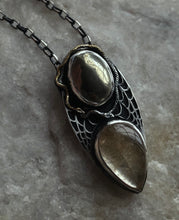 Load image into Gallery viewer, Spider + Serpent Talon Pendant ~ Pyrite &amp; Quartz