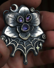 Load image into Gallery viewer, Orchid Web Necklace ~Sapphire + Diamond