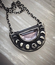 Load image into Gallery viewer, Mini Moon Phases Necklace ~ Pink Tourmaline &amp; Diamond