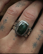 Load image into Gallery viewer, Forest Tourmaline Rune Stacking Set~size 6.75!