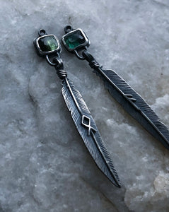 Forest Raven Rune Earrings ~ Othala + Ansuz