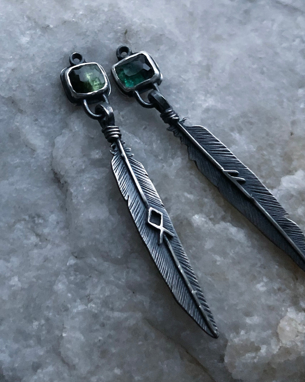 Forest Raven Rune Earrings ~ Othala + Ansuz