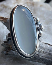 Load image into Gallery viewer, Snowstorm ~ Moonstone &amp; Diamond Ring sz 7.75