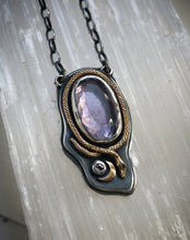 Load image into Gallery viewer, Looking Glass ~ Purple Tourmaline &amp; Black Diamond Pendant