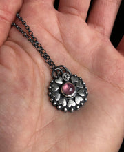 Load image into Gallery viewer, Tourmaline Skull + Hearts Medallion