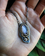 Load image into Gallery viewer, Looking Glass ~ Purple Tourmaline &amp; Black Diamond Pendant