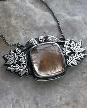 Load image into Gallery viewer, Halloween Sale! Autumnal Oak Gravestone Pendant ~ Rutile Quartz