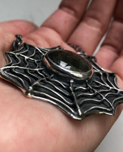 Load image into Gallery viewer, Orange Labradorite Spiderweb Necklace