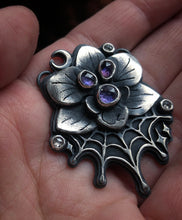 Load image into Gallery viewer, Orchid Web Necklace ~Sapphire + Diamond