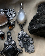 Load image into Gallery viewer, Arachne Oak Leaf Pendant~ White Moonstone &amp; Diamond