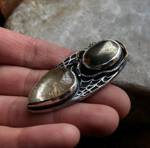 Load image into Gallery viewer, Spider + Serpent Talon Pendant ~ Pyrite &amp; Quartz