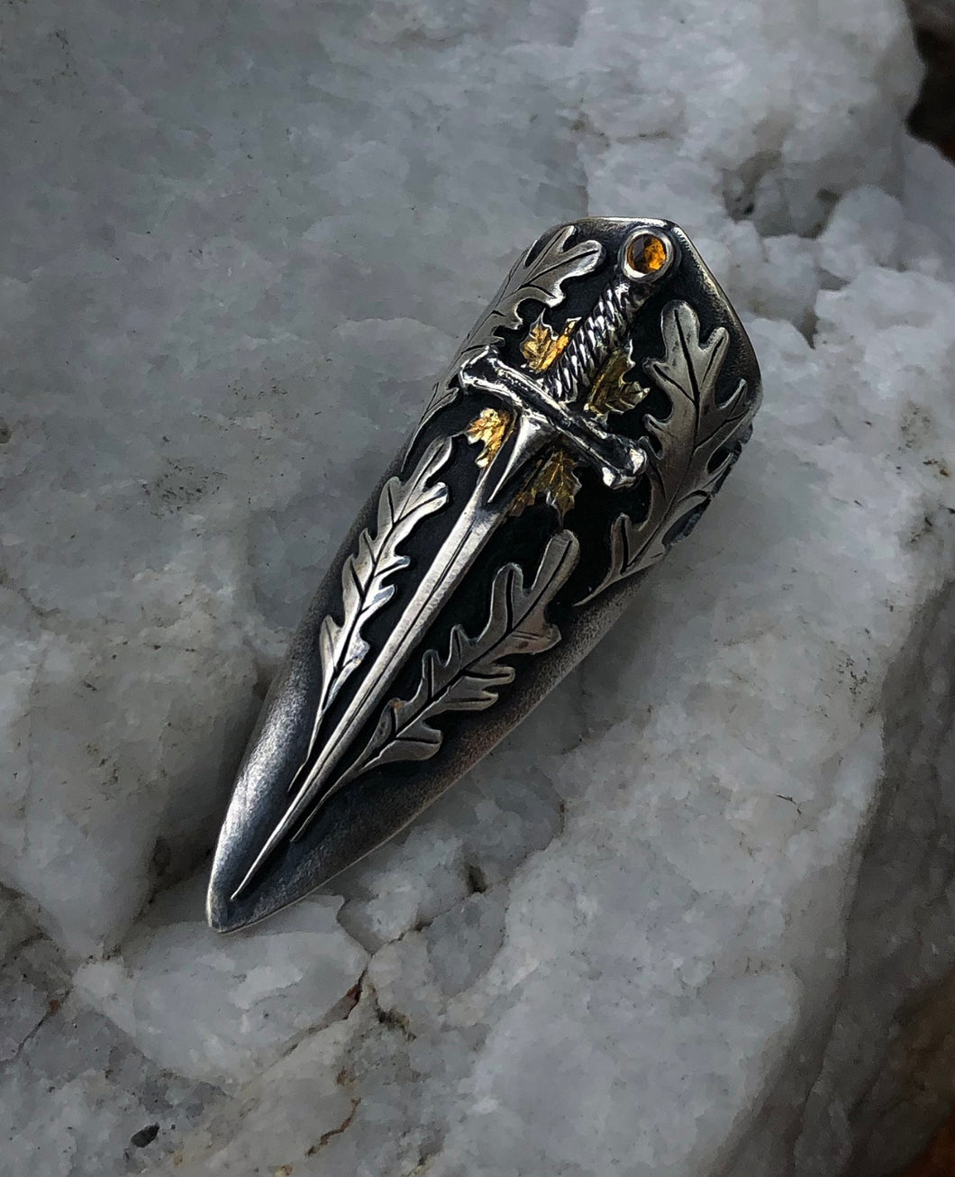 Autumnal Sword Ring ~ Citrine ~ Size 7.75