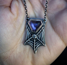 Load image into Gallery viewer, Tourmaline Web Pendant~ Diamond &amp; Fuschia Tourmaline