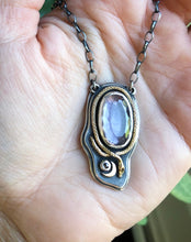Load image into Gallery viewer, Looking Glass ~ Purple Tourmaline &amp; Black Diamond Pendant