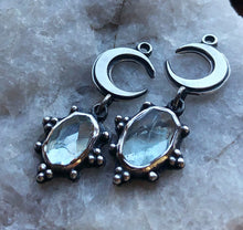 Load image into Gallery viewer, Lunar Aquamarine Snowflakes ~ Earrings or Pendants you decide