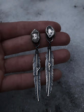 Load image into Gallery viewer, Icy Raven Rune Earrings ~ Fehu + Wunjo