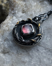 Load image into Gallery viewer, Ouroboros Gold + Silver Tourmaline Medallion