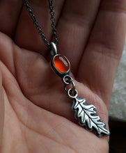 Load image into Gallery viewer, Carnelian Oak Leaf Mini Charm Necklace