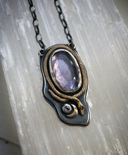 Load image into Gallery viewer, Looking Glass ~ Purple Tourmaline &amp; Black Diamond Pendant
