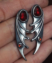 Load image into Gallery viewer, Garnet Bat Wing Earrings