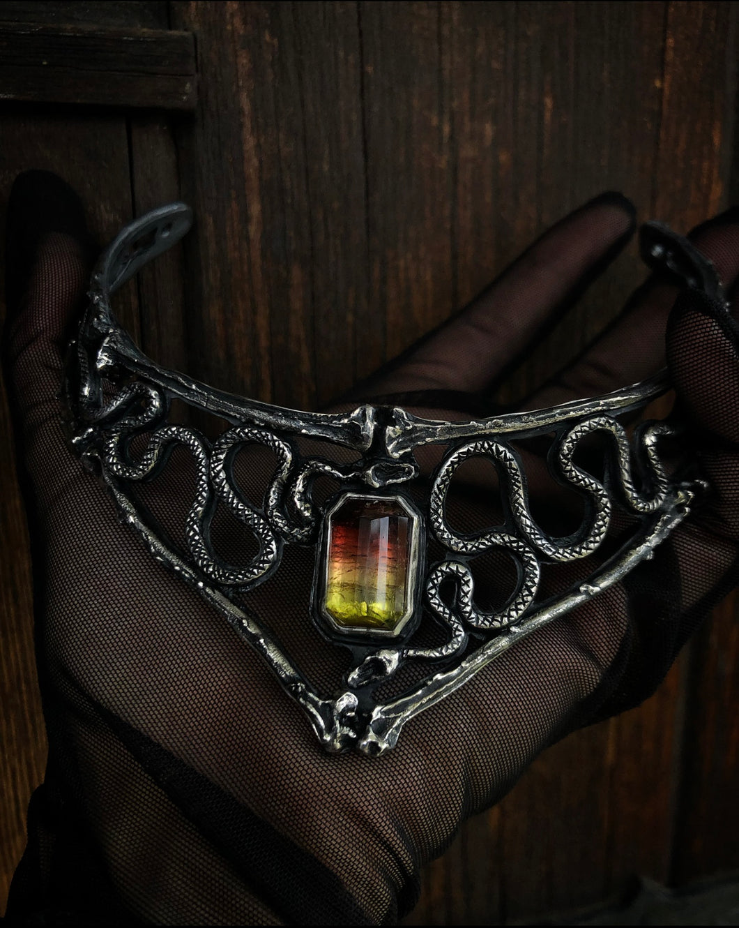 Tourmaline Serpent Neck Cuff~ Medium Large