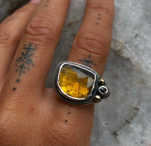 Load image into Gallery viewer, Orange &amp; Black Diamond Ring size 7.75