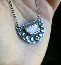 Load image into Gallery viewer, Mini Moon Phases Necklace ~ Pink Tourmaline &amp; Diamond