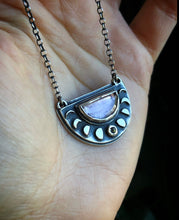 Load image into Gallery viewer, Mini Moon Phases Necklace ~ Pink Tourmaline &amp; Diamond