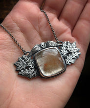 Load image into Gallery viewer, Halloween Sale! Autumnal Oak Gravestone Pendant ~ Rutile Quartz