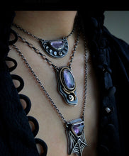 Load image into Gallery viewer, Mini Moon Phases Necklace ~ Pink Tourmaline &amp; Diamond