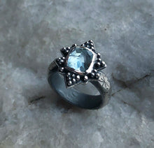 Load image into Gallery viewer, Aquamarine North Star Ring ~ Sz 7