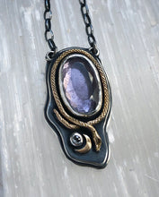 Load image into Gallery viewer, Looking Glass ~ Purple Tourmaline &amp; Black Diamond Pendant