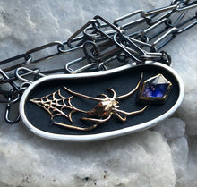 Load image into Gallery viewer, Tourmaline &amp; Gold Spider Necklace