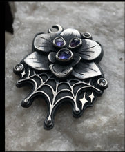 Load image into Gallery viewer, Orchid Web Necklace ~Sapphire + Diamond