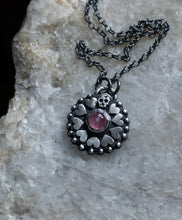 Load image into Gallery viewer, Tourmaline Skull + Hearts Medallion