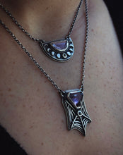 Load image into Gallery viewer, Mini Moon Phases Necklace ~ Pink Tourmaline &amp; Diamond