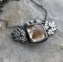Load image into Gallery viewer, Halloween Sale! Autumnal Oak Gravestone Pendant ~ Rutile Quartz