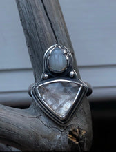 Load image into Gallery viewer, Osiris ~ Moonstone &amp; Tourmaline Scarab ring sz 7.75