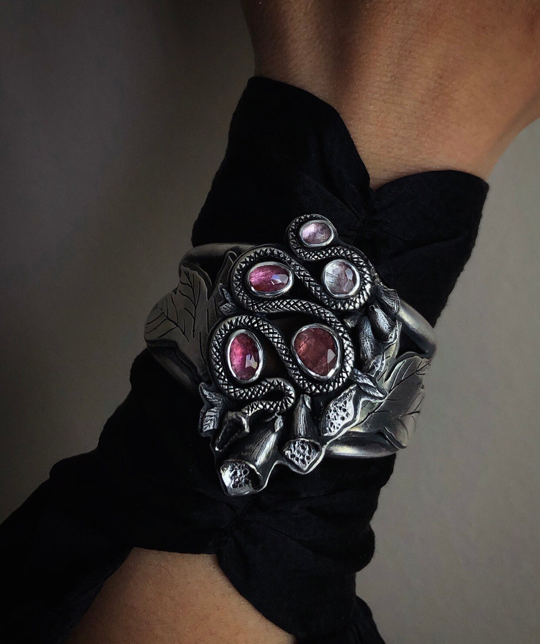 Foxglove & Tourmaline cuff~ Size Medium